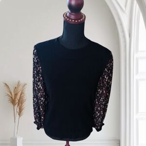 Floral Sleeve Black Sweater With Sheer Sleves. Beautiful. Lile Brand New!
